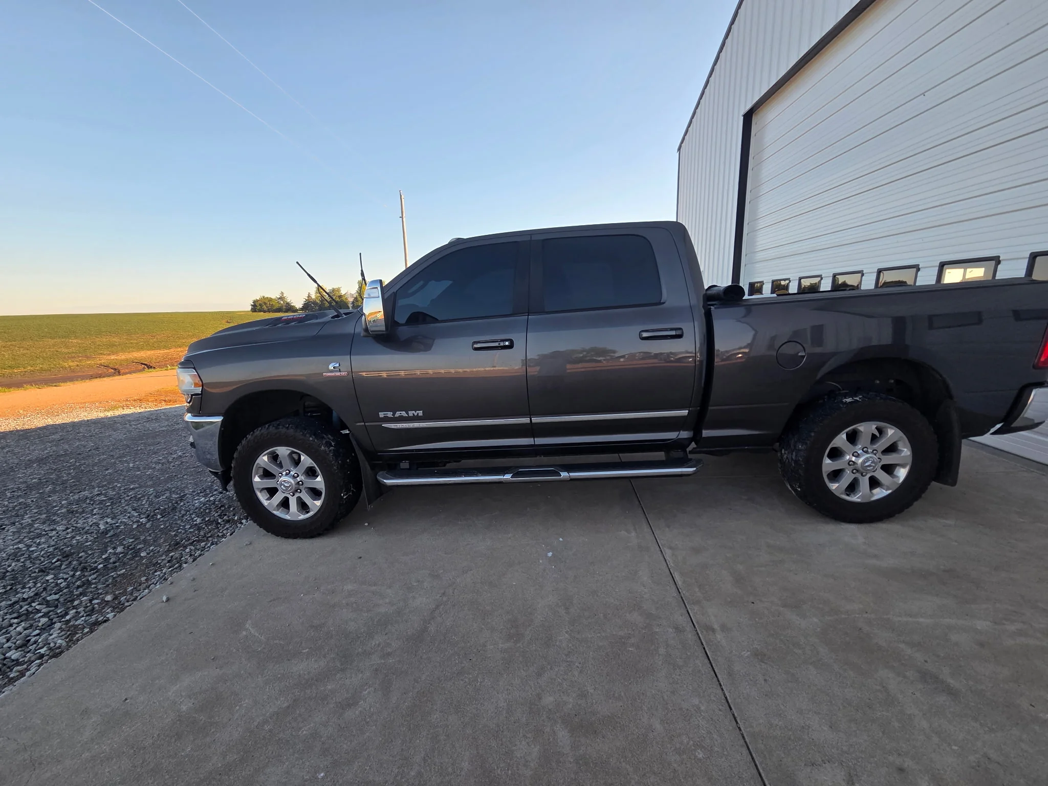 Grey RAM 2500 detailed, parked by a cornfield in Thayer County